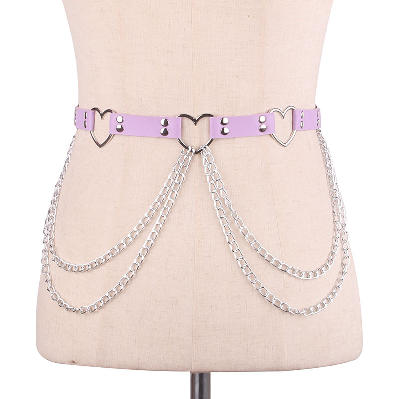 Title 1, Punk Leather Belt With Heart-shaped Metal Trim