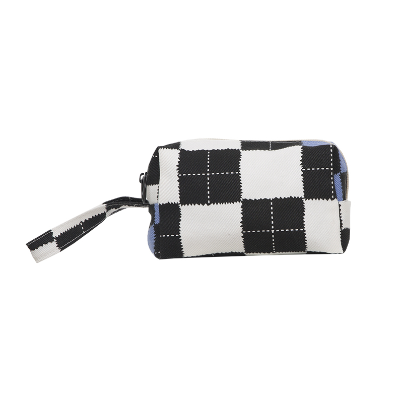 Plaid Canvas Small Square Clutch