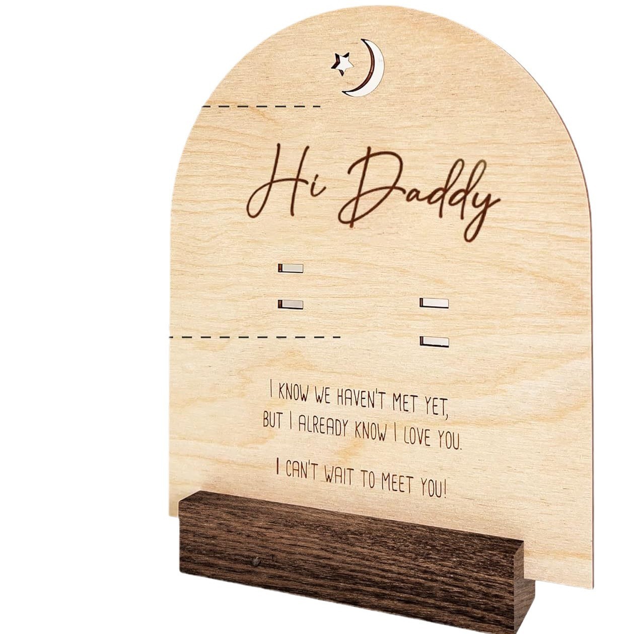 Hi Daddy Pregnancy Reveal Wooden Sign, Pregnancy Test Keepsake Plaque With Holder 4