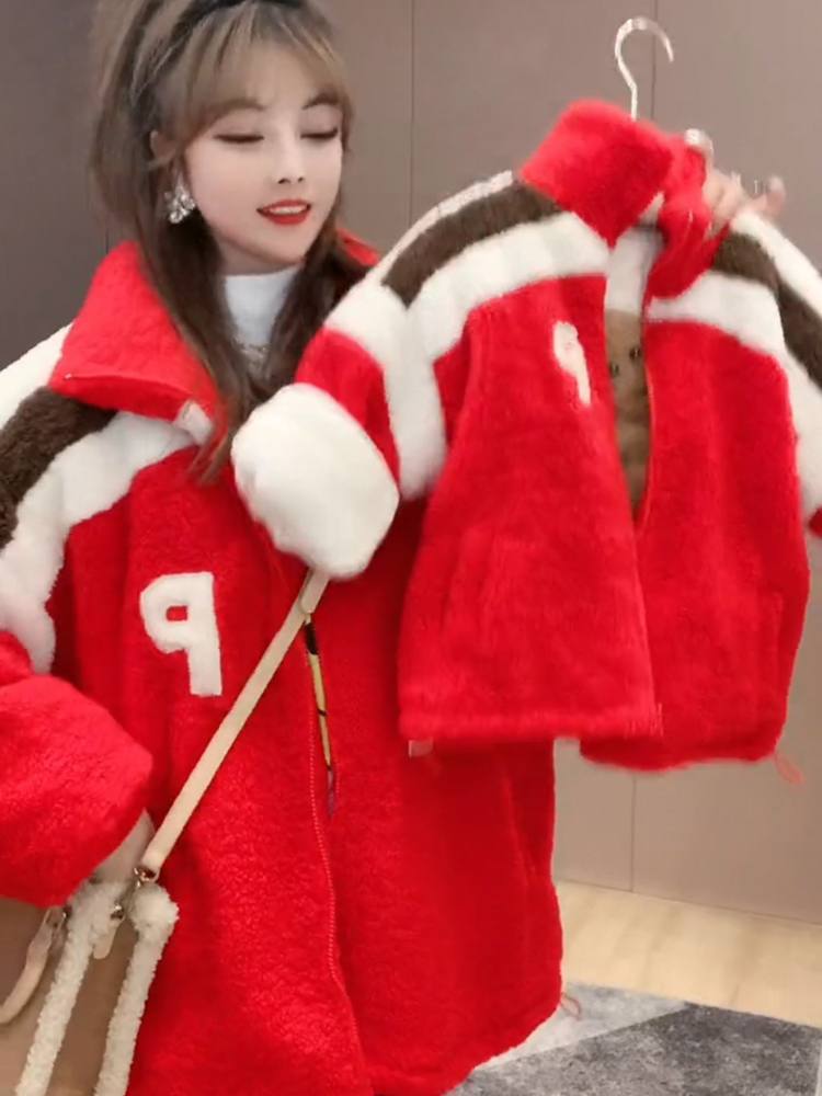 Parent-child Clothing For A Family Of Three In Winter With Wool Thickened Lamb Coat — foto 4