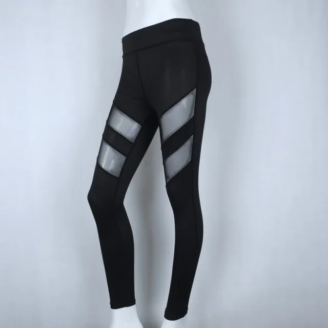Mesh Stitching Exercise And Fitness Leggings, High Waist, Abdomen, Thin Buttocks Yoga Pants Black - Shop at LoveMi