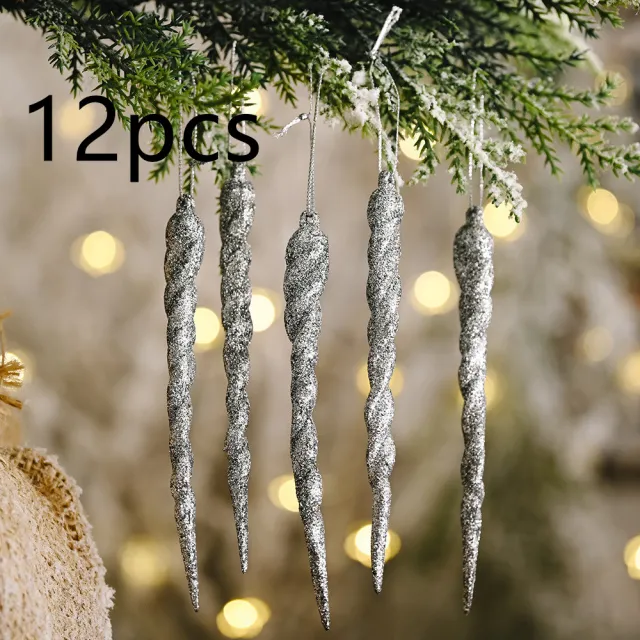 Color icicle pendant simulation gold and silver color onion icicle Silver 12Pcs - Shop at LoveMi