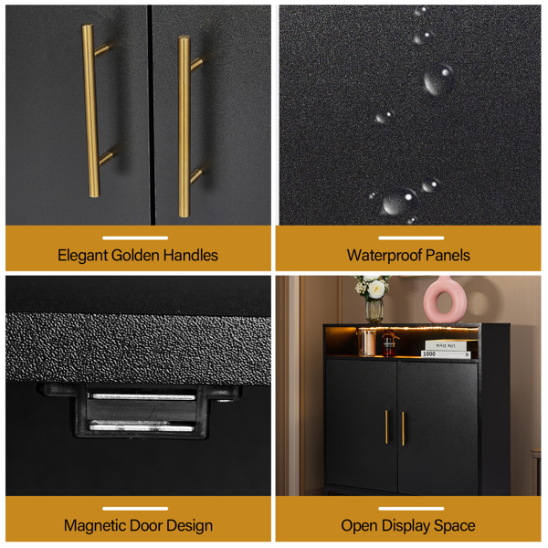 Double Door 6-Layer Shoe Cabinet With High Foot LED Lights Particle Board... 14