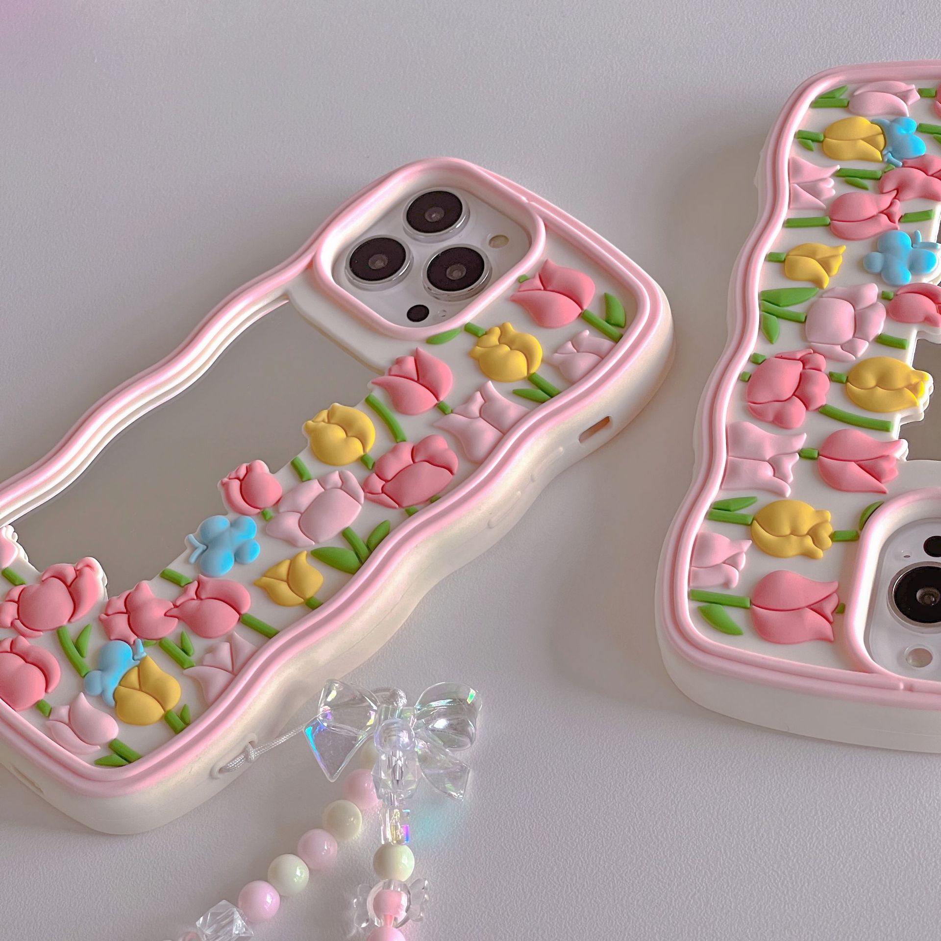 Wavy Edge Full Version Tulip Mirror Phone Case