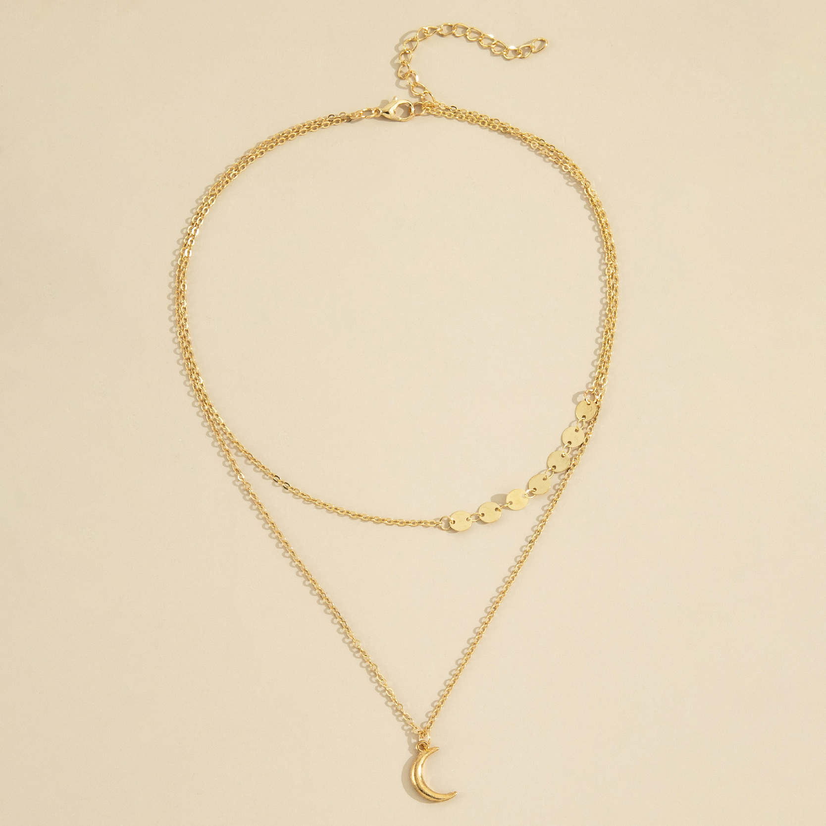 Crescent Small Sequins Superimposed Double Layer Necklace Clavicle Chain