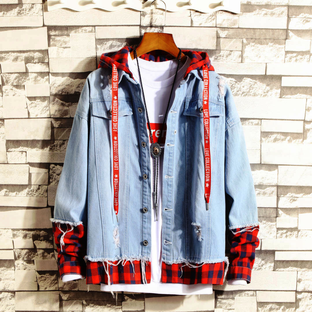 Denim Men's Korean Casual Hooded Jacket