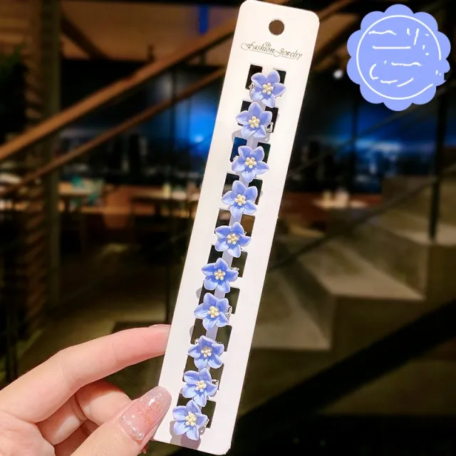 Young Girls Cute Hair Clip Princess Super Fairy Bean Buckle Blue Flowers - Shop at LoveMi