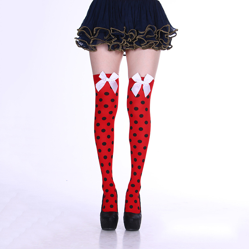 Fashion Halloween Candy Color Bowknot Stockings Costume Props White - Shop at LoveMi