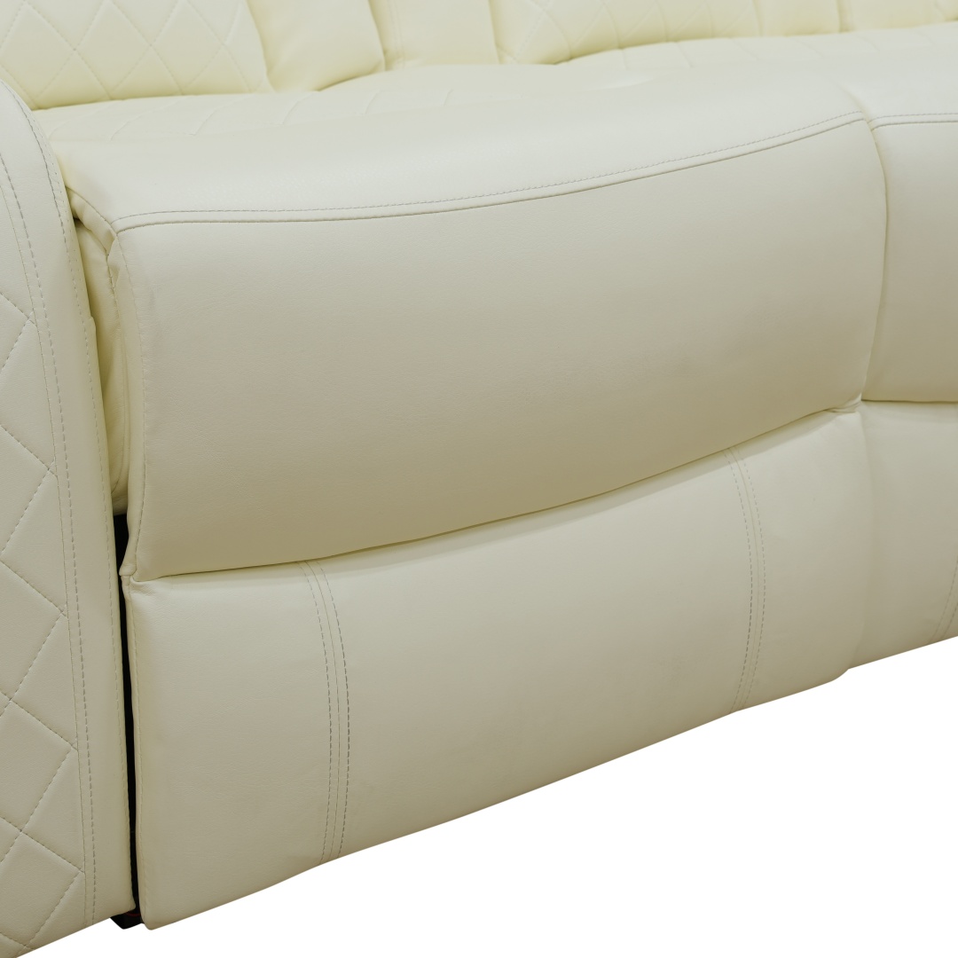 Pickup Only--White Breathing Leather 3-Piece Living Room Recliner Sofa Set