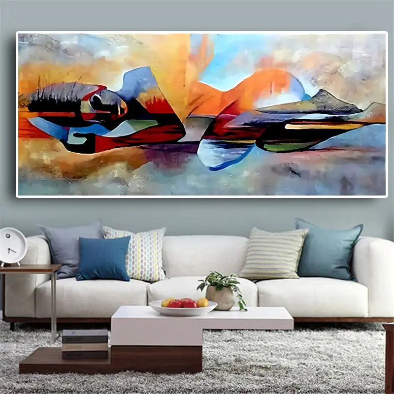 Colorful Abstract Geometric Water Woman Decorative Painting