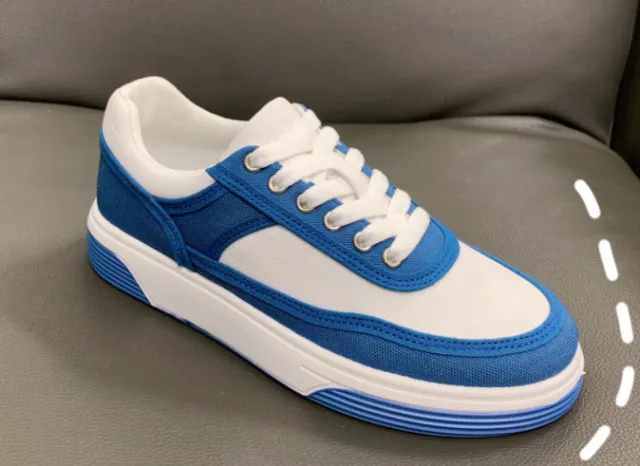 Black And White Panda Shoes Color Matching Platform White Shoes Casual Sports Board Lace up Shoes Women Blue - Shop at LoveMi