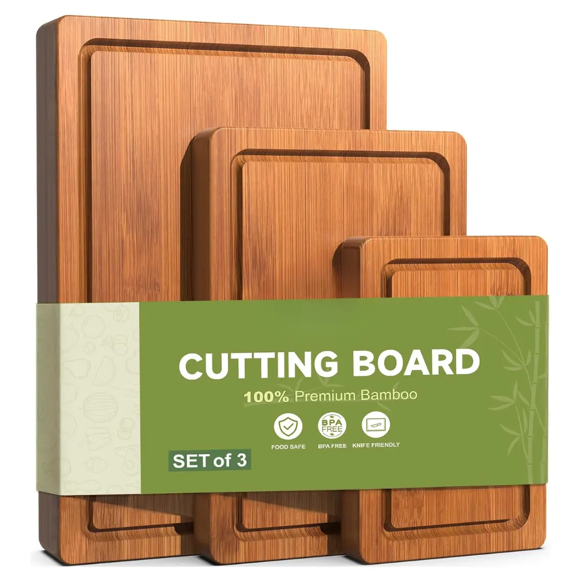 3-Piece Set Deep-Carbonized Bamboo Cutting Board