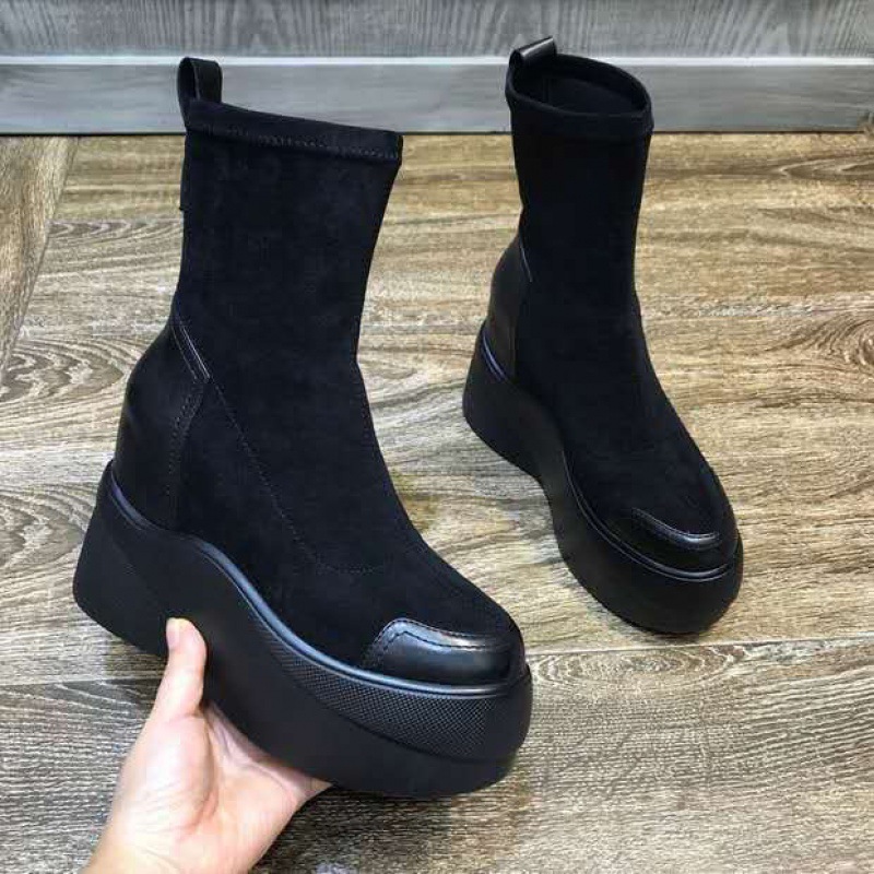 Muffin Platform Ankle Boots Increase Elasticity