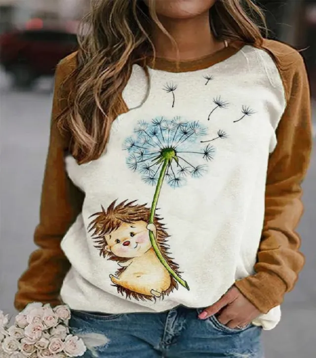Women's Urban Casual Pullover Lively Animal Print Ladies Sweater 2 Style 3Xl - Shop at LoveMi