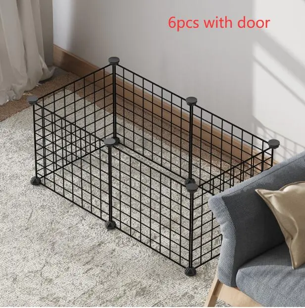Creative DIY Assembling Pet Wire Fence Indoor Cat Cage 6Pcs With Door - Shop at LoveMi