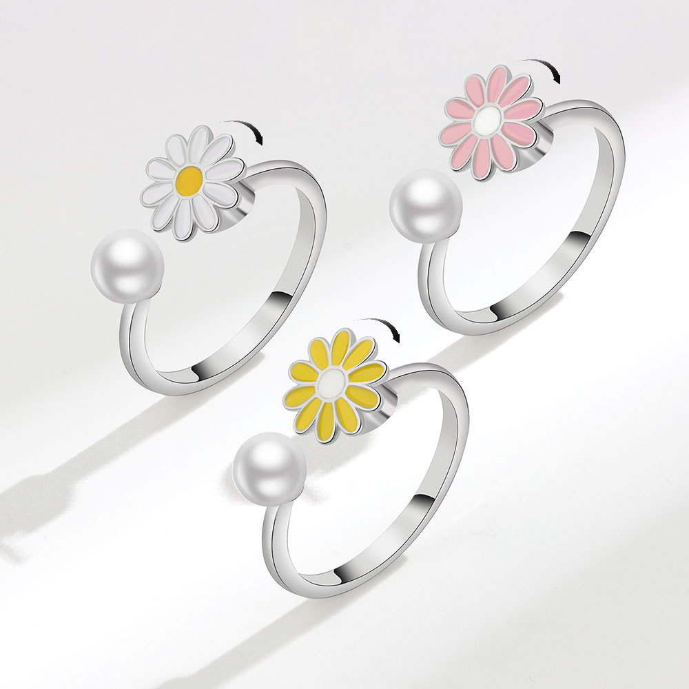 Creative Drip Oil Daisy Rotating Ring