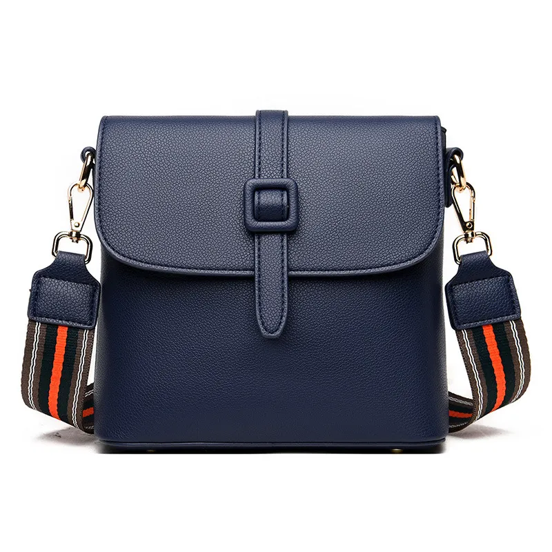 Women's Leather Strap Crossbody Shoulder Bag - Blue