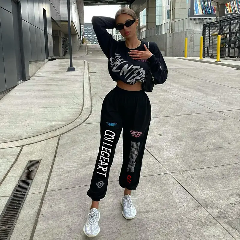Graffiti Letter Print Bouquet Foot Guard Pants