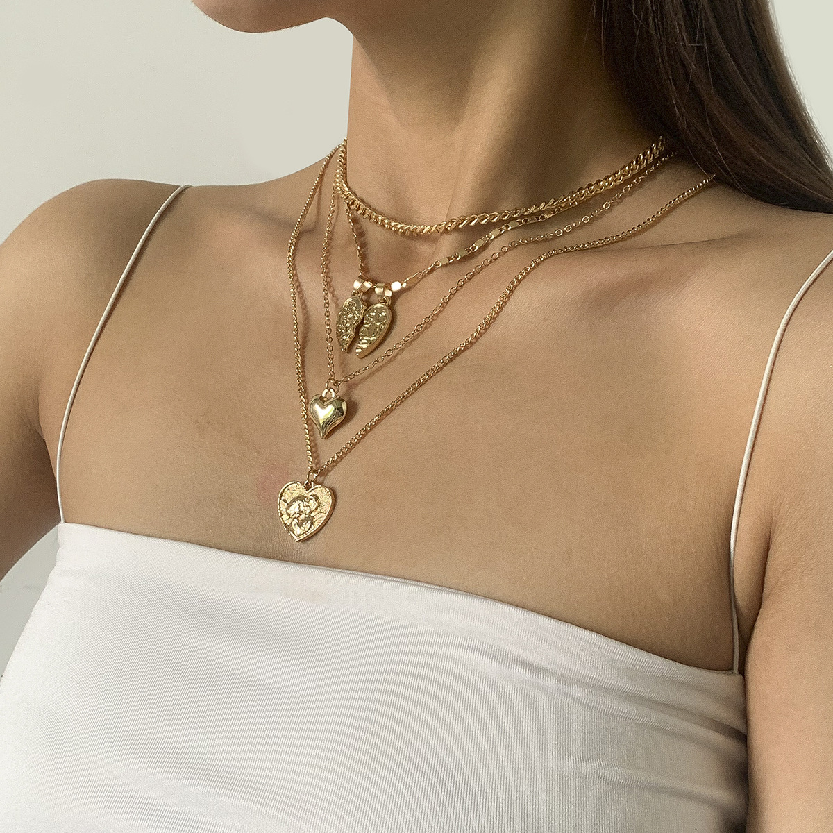 Sweet Cool Hip Hop Creative  Heart Necklace