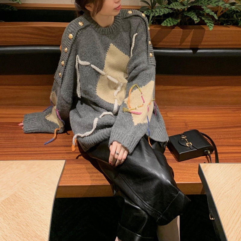 Women's Loose-fitting Outer Jacket With Rope Pullover Sweater