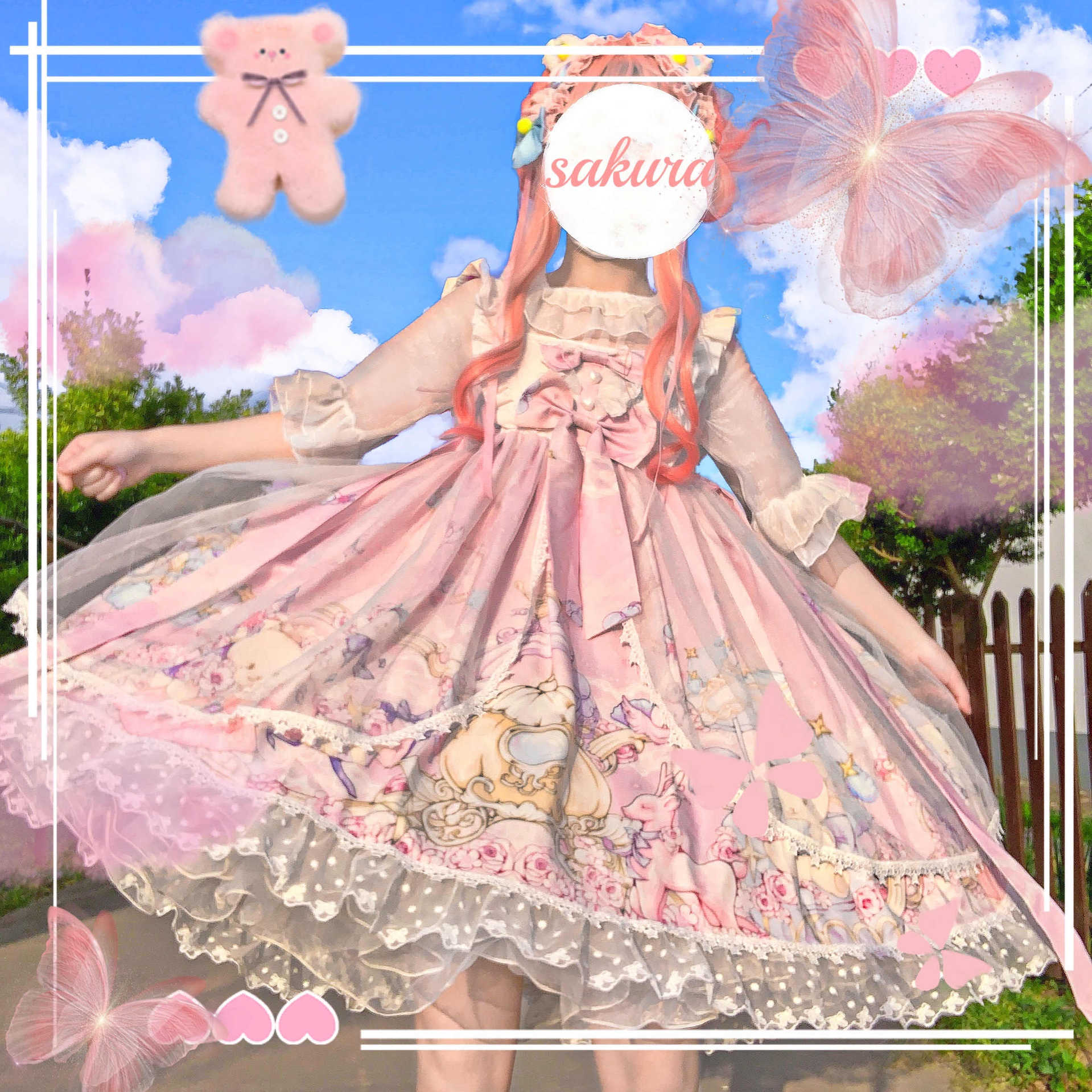 Factory Original Design Lolita Bear Carnival Party Strap JSK Dress Star Powder - Shop at LoveMi