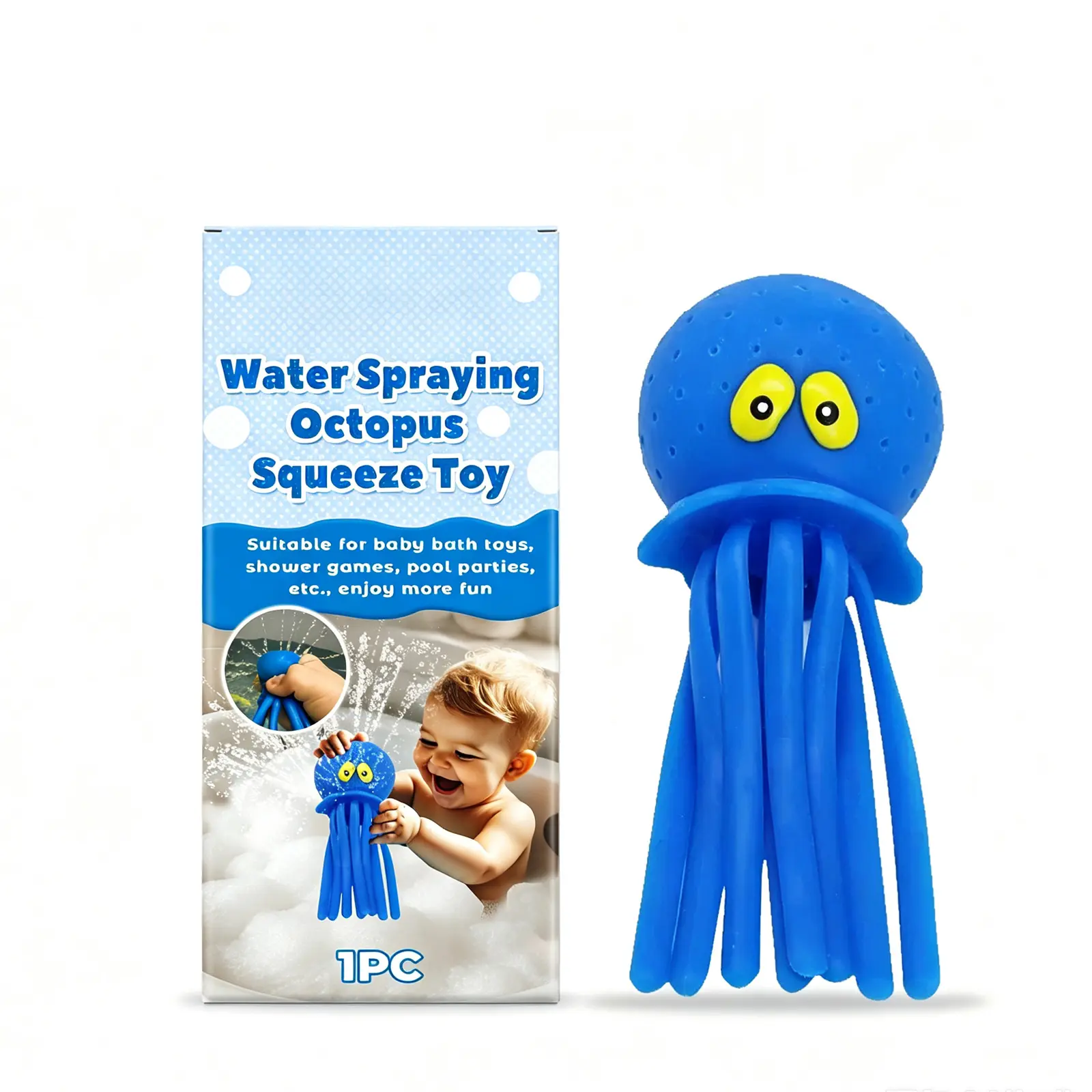 Water Spraying Octopus Squeeze Bath Toy, Kids