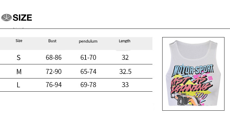 Title 1, Super Short Vest Comic Print Short Sleeve Women