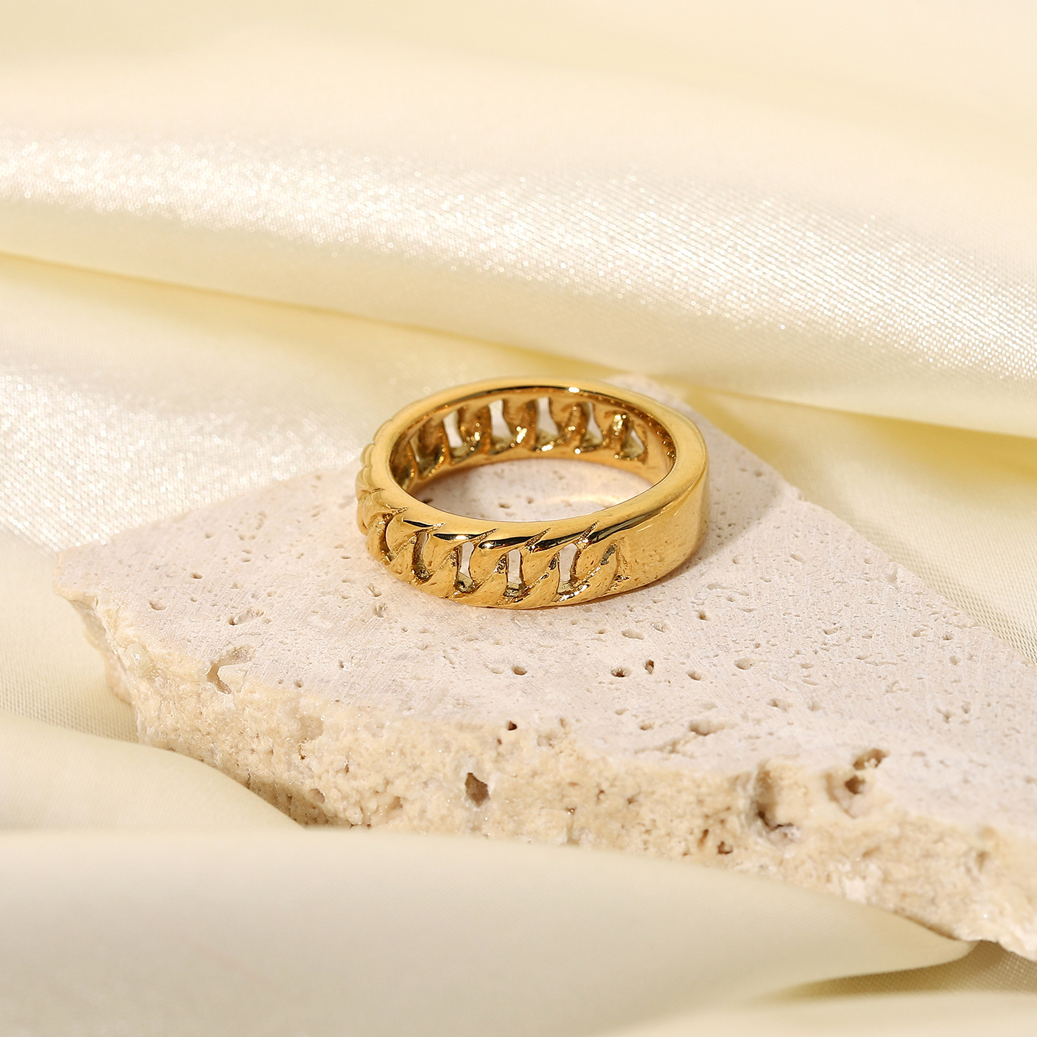 Gold Plated 316L Stainless Steel Chain Ring