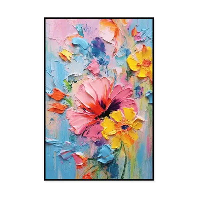 Colorful Spring Hand Painted Flower Oil Painting With Thick Texture Palette Knife Technique Contemporary Art Home Decor Canvas Wall Pictures With... Without Inner Frame - Shop at LoveMi