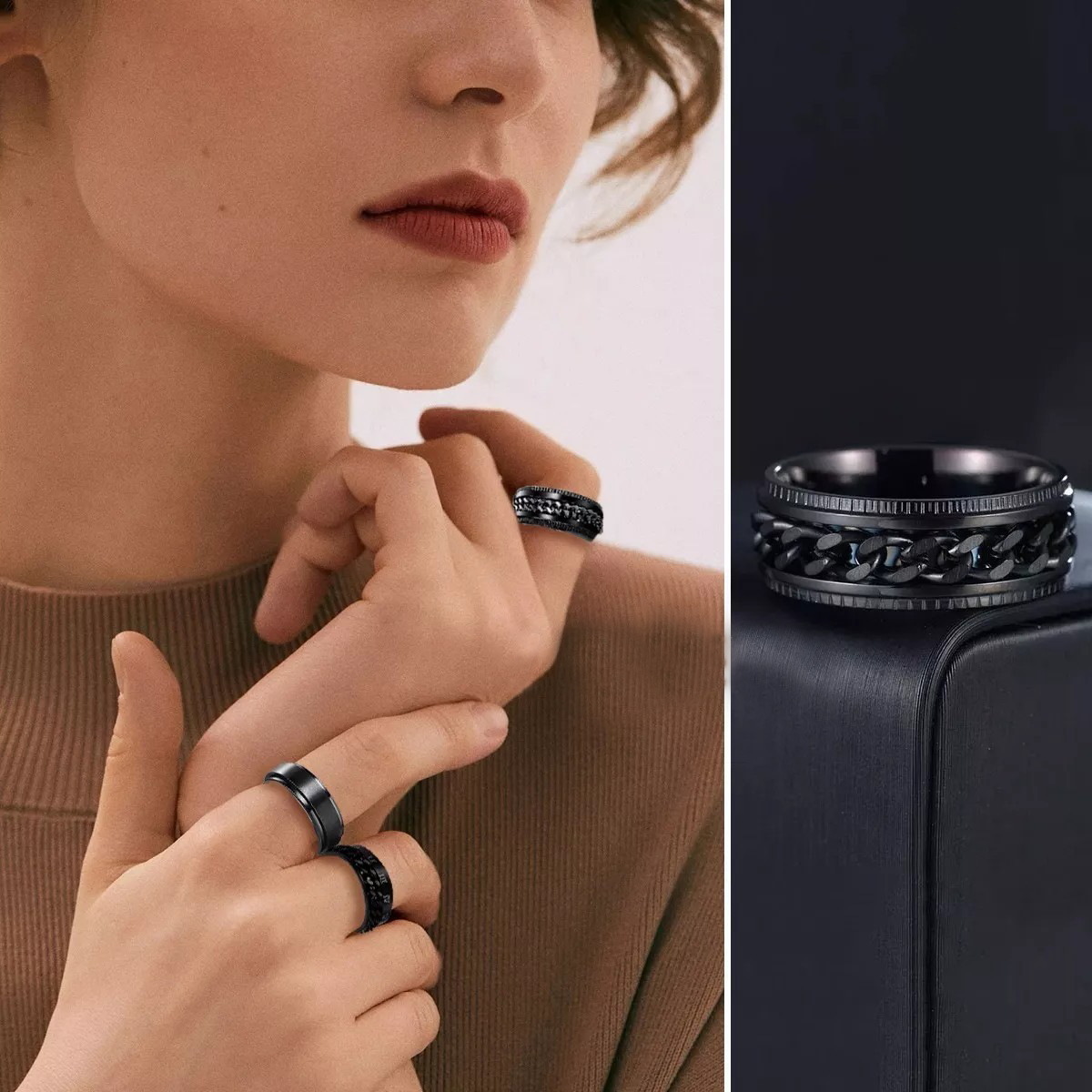 Fashion Rotary Titanium Steel Ring