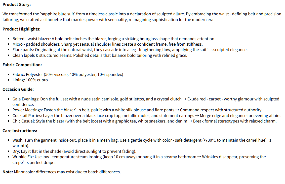 Sapphire Blue Suede Vintage 2-Piece Suit