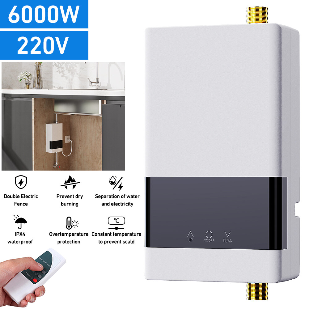 6000W Electric Tankless Instant Water Heater Under Sink Tap Bathroom Remote — image 7