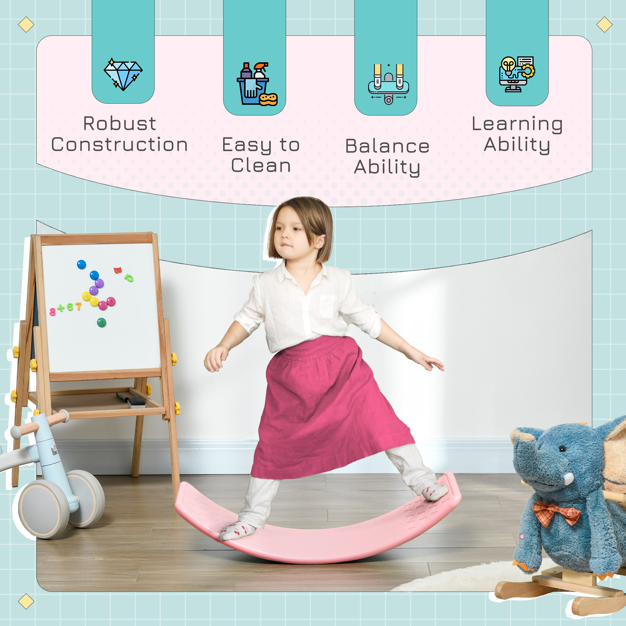 Balance Board, Children's Swing Suitable For 3-6 Year Old Children - Pink — image 6