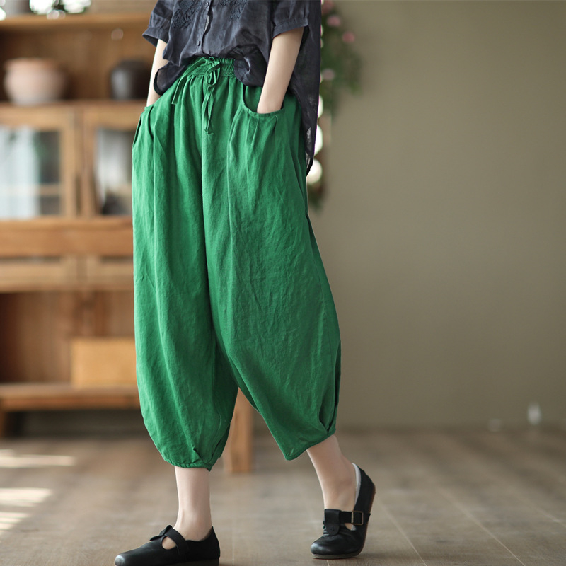 Title 10, Summer Loose Plus Size Cotton And Linen Harem P...