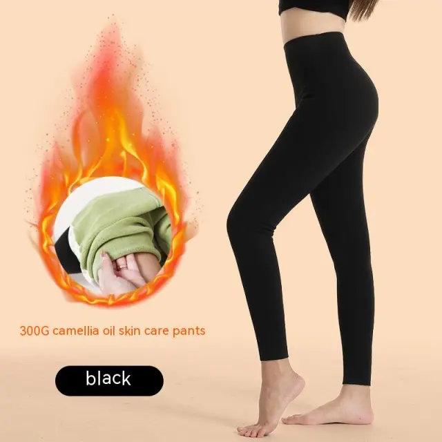High Waist Shaping High elastic Women's Leggings 300G Plus Velvet 661 Black - Shop at LoveMi