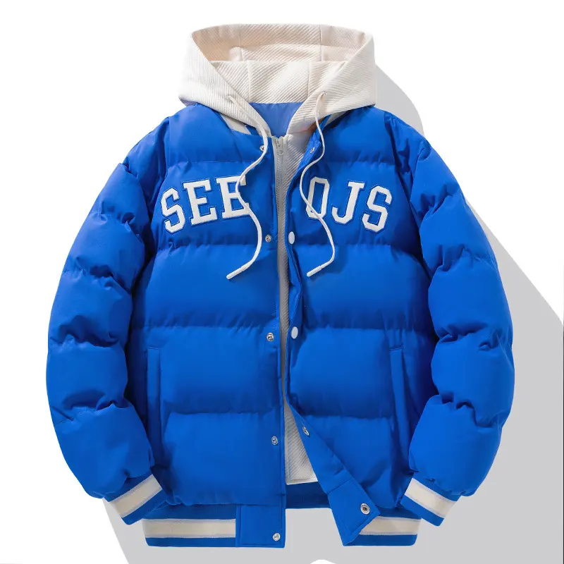 Fashion Letter Hooded Cotton Coat Winter Warm Solid Zipper