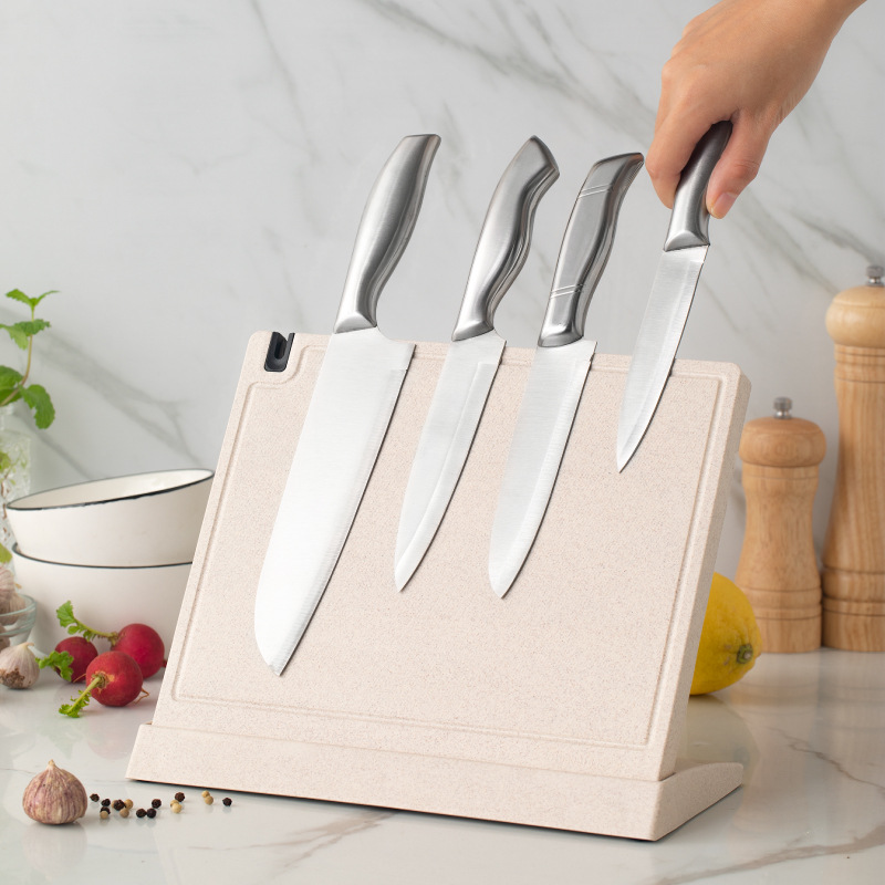Wheat Stalk Multifunctional Magnetic Knife Holder With Sharpener