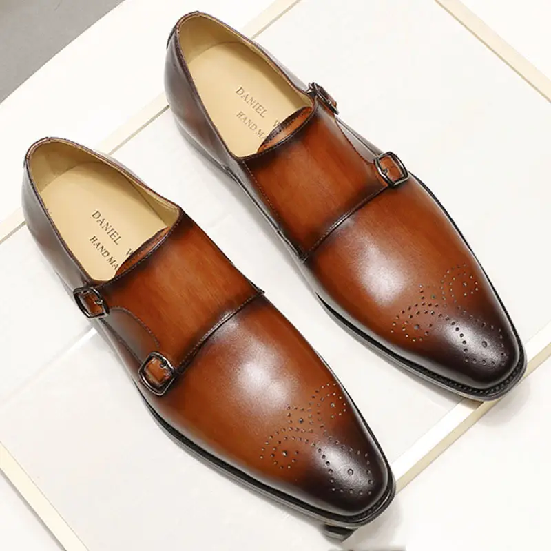 Casual Men's Shoes Double-breasted Top Layer Cowhide