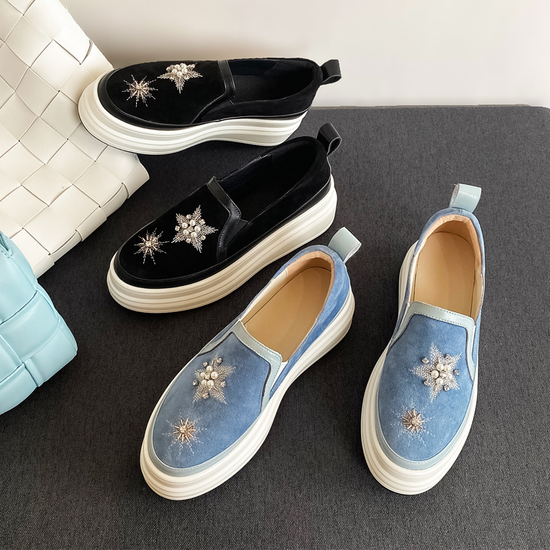 Women's Genuine Leather One-foot Platform Platform Shoes