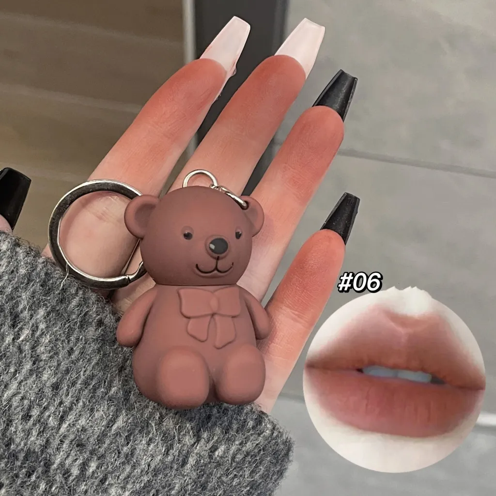 Keychain Bear Lip Mud 6 Colour Matte White - Beihai And The Cat