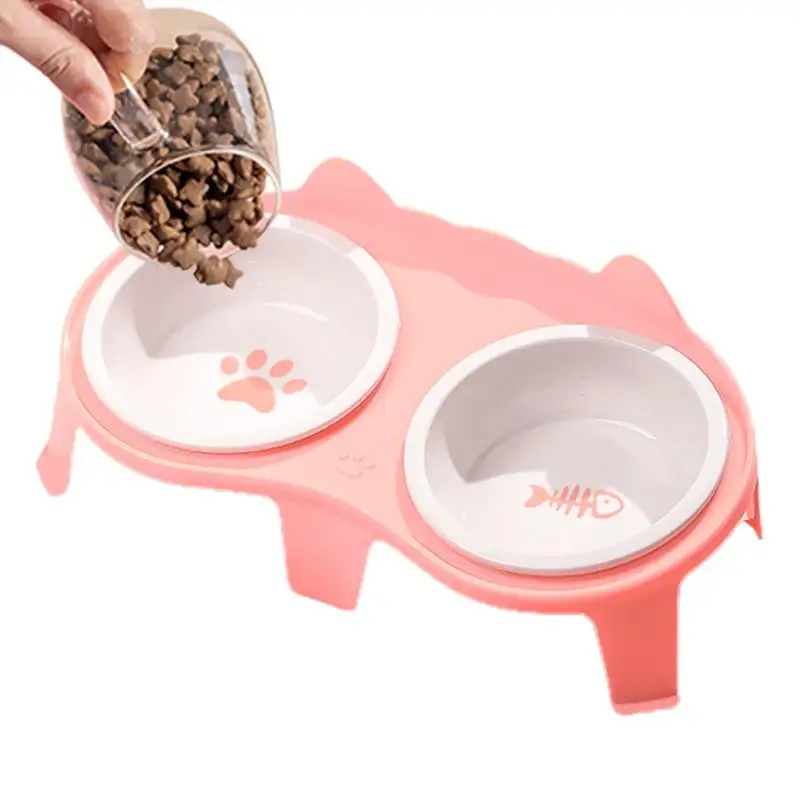 Cat Food And Water Bowl Set Ceramic