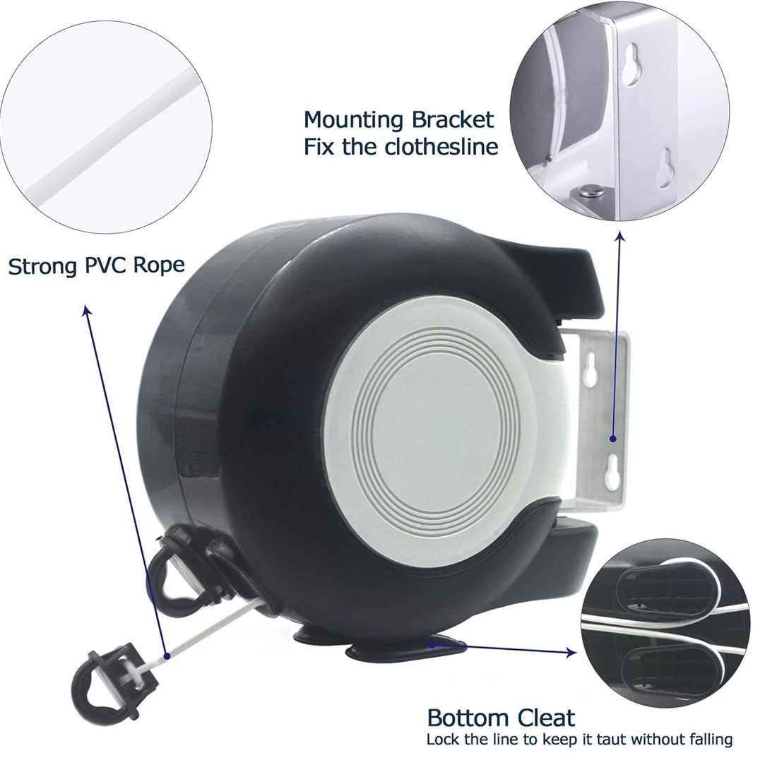 30m Retractable Clothes Reel Double Washing Line Wall Mounted Outdoor Drying Hot