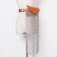 Concave Street Style Personality Tassel Chain Waist Bag Women - Camel - View 1