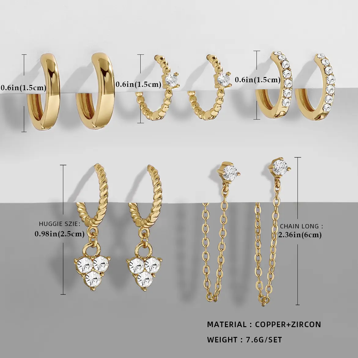 Trendy Design Personality Temperament Alloy Earrings Set