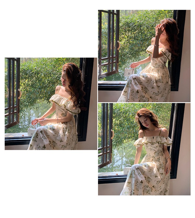 Green Floral Dress For Women In Summer