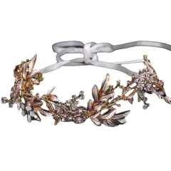 Bridal Jewellery Leaf Shape Rhinestone Alloy Headband - Gold - View 1