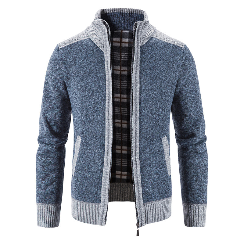 Cardigan Sweater Father Wear Outer Wear Knitted Cardigan Middle-Aged And Elderly Plus Velvet Thick Coat Sweater