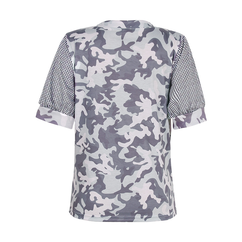 Camouflage Print Short-Sleeved Casual Women T-Shirt