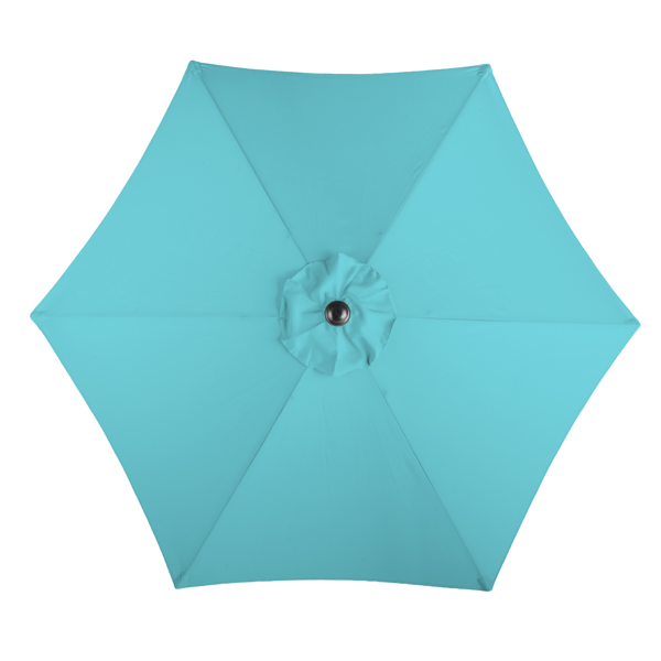 9ft Patio Umbrella, Outdoor Market Umbrella With Push Button Tilt, Crank Handle, 6 Sturdy Iron Ribs, UPF Waterproof Polyester Canopy, KD Design For Garden, Deck, Backyard, Poolside, Sky Blue - Image 3