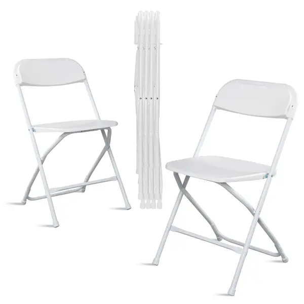 6pcs Injection Molding Classic Garden Plastic Folding Chair White